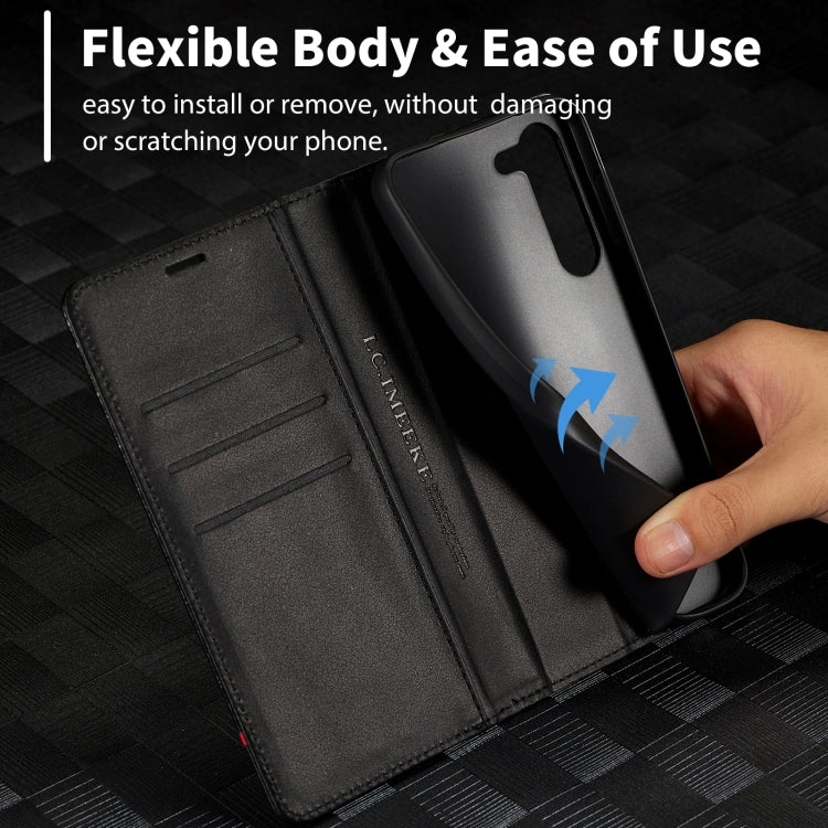 For Samsung Galaxy S25 5G LC.IMEEKE Carbon Fiber Leather Phone Case(Vertical Black) by LC.IMEEKE