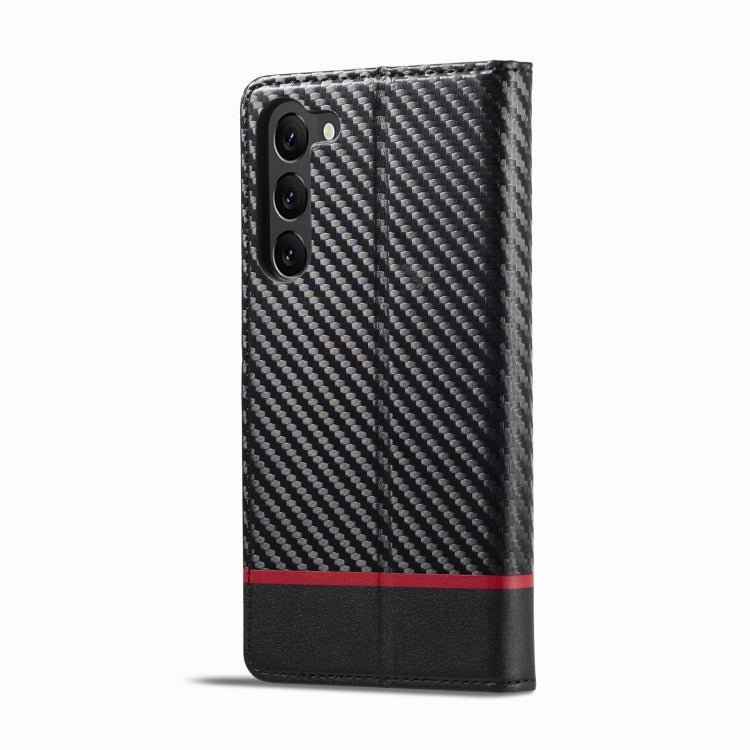 For Samsung Galaxy S25 5G LC.IMEEKE Carbon Fiber Leather Phone Case(Horizontal Black) by LC.IMEEKE