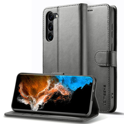 For Samsung Galaxy S25 5G LC.IMEEKE Calf Texture Leather Phone Case(Grey) by LC.IMEEKE