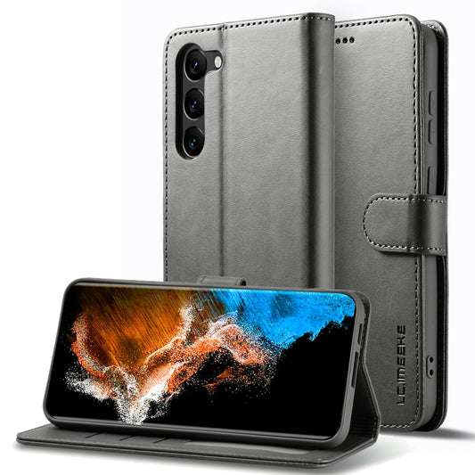 For Samsung Galaxy S25 5G LC.IMEEKE Calf Texture Leather Phone Case(Grey) by LC.IMEEKE