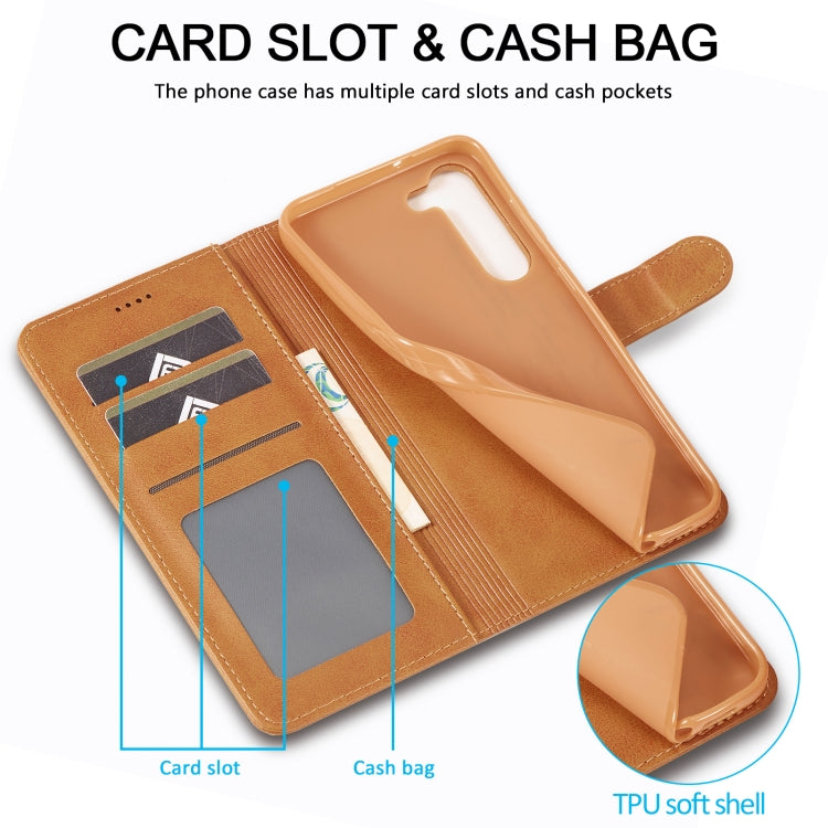 For Samsung Galaxy S25 5G LC.IMEEKE Calf Texture Leather Phone Case(Brown) by LC.IMEEKE