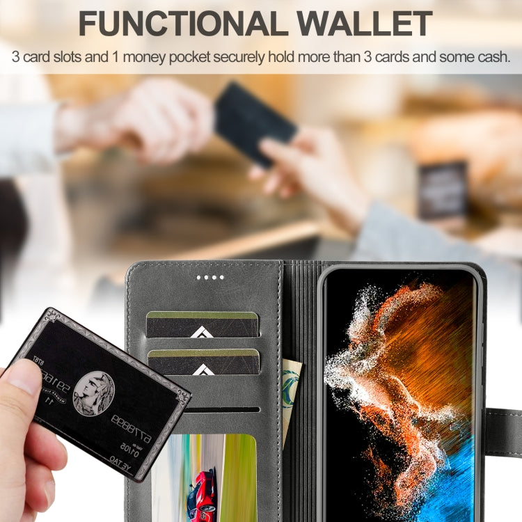 For Samsung Galaxy S25+ 5G LC.IMEEKE Calf Texture Leather Phone Case(Grey) by LC.IMEEKE