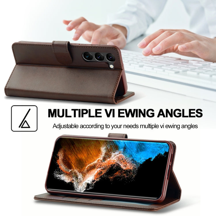 For Samsung Galaxy S25+ 5G LC.IMEEKE Calf Texture Leather Phone Case(Coffee) by LC.IMEEKE