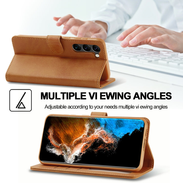 For Samsung Galaxy S25+ 5G LC.IMEEKE Calf Texture Leather Phone Case(Brown) by LC.IMEEKE