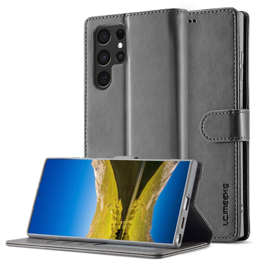 For Samsung Galaxy S25 Ultra 5G LC.IMEEKE Calf Texture Leather Phone Case(Grey) by LC.IMEEKE