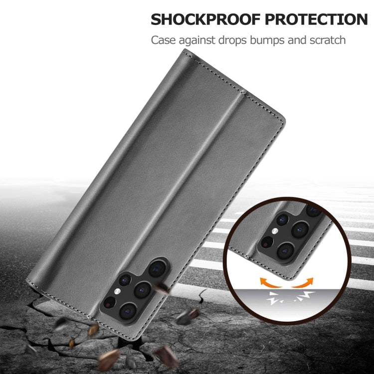 For Samsung Galaxy S25 Ultra 5G LC.IMEEKE Calf Texture Leather Phone Case(Grey) by LC.IMEEKE