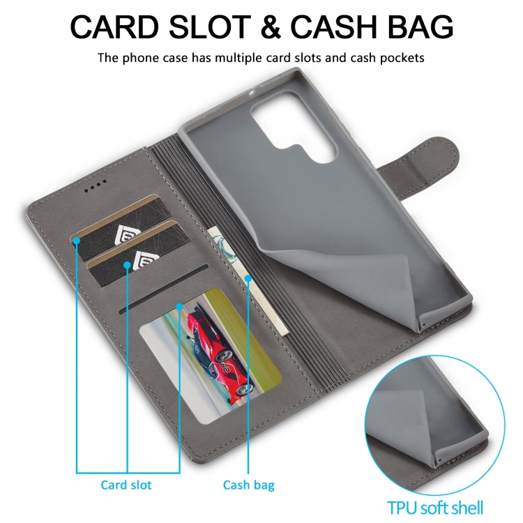 For Samsung Galaxy S25 Ultra 5G LC.IMEEKE Calf Texture Leather Phone Case(Grey) by LC.IMEEKE