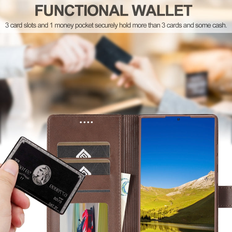 For Samsung Galaxy S25 Ultra 5G LC.IMEEKE Calf Texture Leather Phone Case(Coffee) by LC.IMEEKE