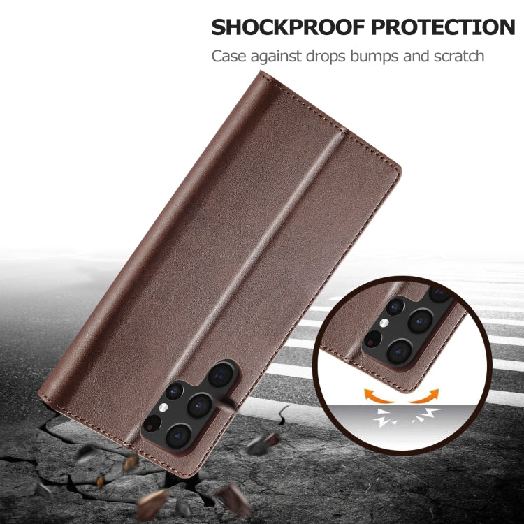 For Samsung Galaxy S25 Ultra 5G LC.IMEEKE Calf Texture Leather Phone Case(Coffee) by LC.IMEEKE