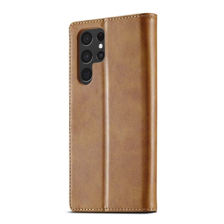 For Samsung Galaxy S25 Ultra 5G LC.IMEEKE Calf Texture Leather Phone Case(Brown) by LC.IMEEKE