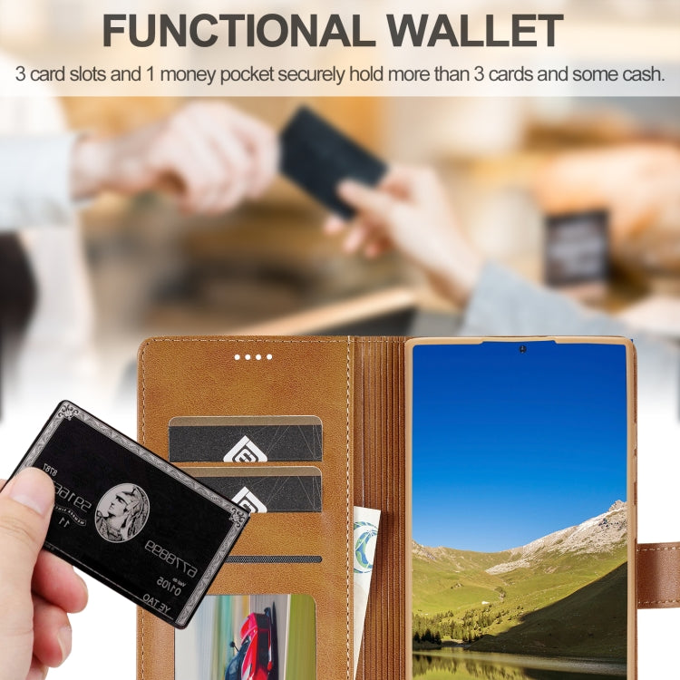 For Samsung Galaxy S25 Ultra 5G LC.IMEEKE Calf Texture Leather Phone Case(Brown) by LC.IMEEKE