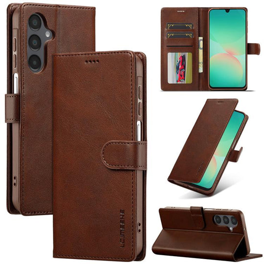 For Samsung Galaxy S25 FE 5G LC.IMEEKE Calf Texture Leather Phone Case(Coffee)