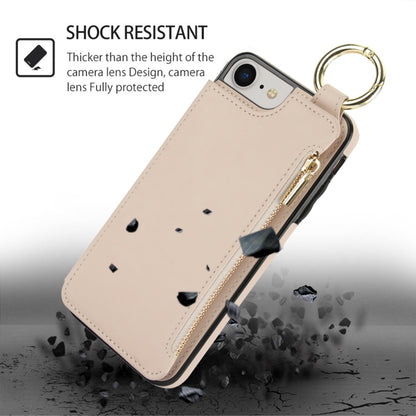 For iPhone SE 2022 / SE 2020 / 7 / 8 RFlD Anti-theft Double Buckle Ring Zipper Card Phone Case(White) - iPhone SE 2022 / 2020 / 8 / 7 Cases by buy2fix | Online Shopping UK | buy2fix