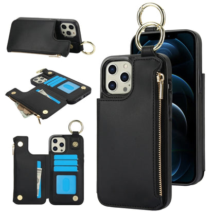 For iPhone 13 Pro Max RFlD Anti-theft Double Buckle Ring Zipper Card Phone Case(Black) - iPhone 13 Pro Max Cases by buy2fix | Online Shopping UK | buy2fix