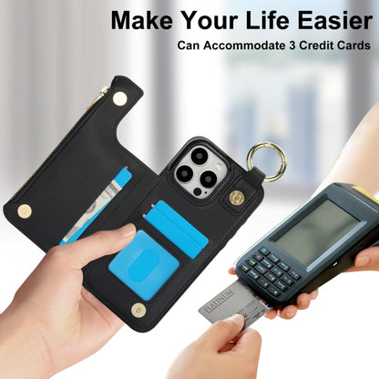 For iPhone 13 Pro RFlD Anti-theft Double Buckle Ring Zipper Card Phone Case(Black) - iPhone 13 Pro Cases by buy2fix | Online Shopping UK | buy2fix
