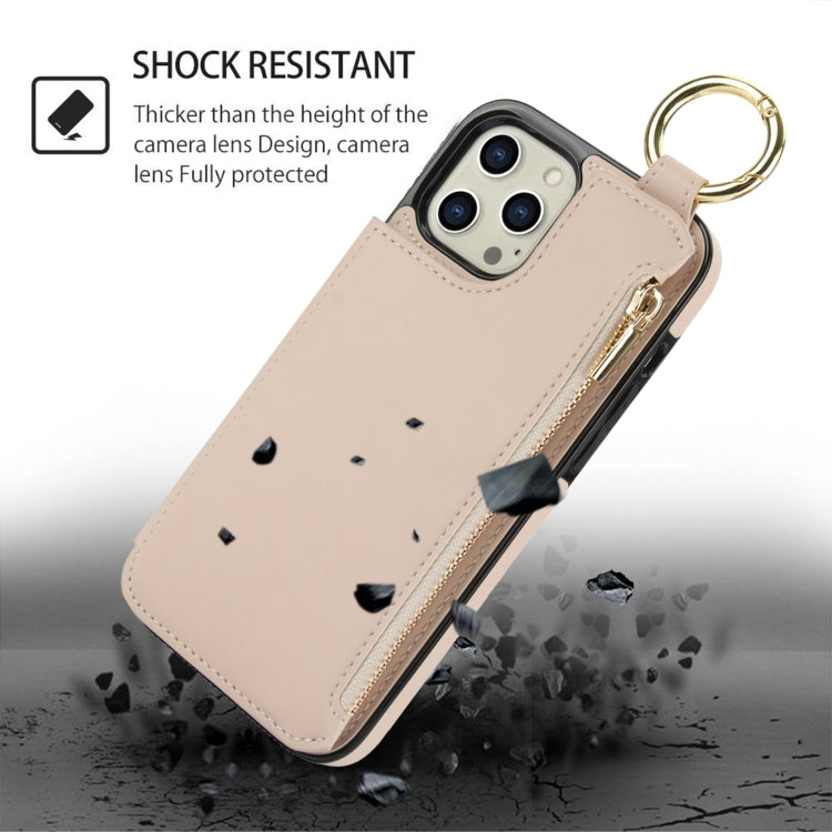 For iPhone 12 Pro Max RFlD Anti-theft Double Buckle Ring Zipper Card Phone Case(White) - iPhone 12 Pro Max Cases by buy2fix | Online Shopping UK | buy2fix