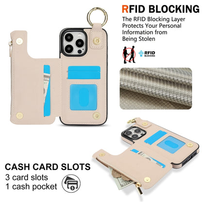 For iPhone 11 Pro Max RFlD Anti-theft Double Buckle Ring Zipper Card Phone Case(White) - iPhone 11 Pro Max Cases by buy2fix | Online Shopping UK | buy2fix