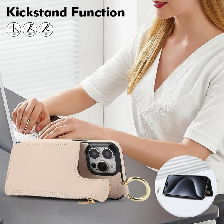 For iPhone 11 Pro Max RFlD Anti-theft Double Buckle Ring Zipper Card Phone Case(White) - iPhone 11 Pro Max Cases by buy2fix | Online Shopping UK | buy2fix