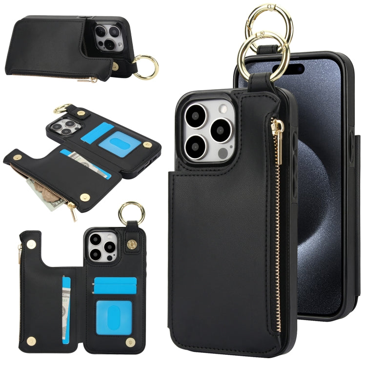 For iPhone 11 Pro Max RFlD Anti-theft Double Buckle Ring Zipper Card Phone Case(Black) - iPhone 11 Pro Max Cases by buy2fix | Online Shopping UK | buy2fix