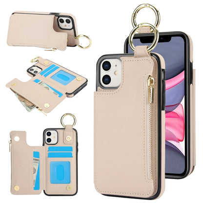 For iPhone 11 RFlD Anti-theft Double Buckle Ring Zipper Card Phone Case(White) - iPhone 11 Cases by buy2fix | Online Shopping UK | buy2fix