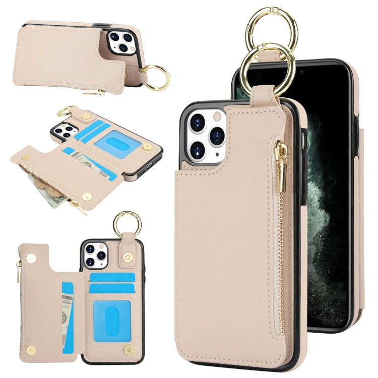 For iPhone 11 Pro RFlD Anti-theft Double Buckle Ring Zipper Card Phone Case(White) - iPhone 11 Pro Cases by buy2fix | Online Shopping UK | buy2fix