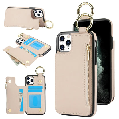 For iPhone 11 Pro RFlD Anti-theft Double Buckle Ring Zipper Card Phone Case(White) - iPhone 11 Pro Cases by buy2fix | Online Shopping UK | buy2fix