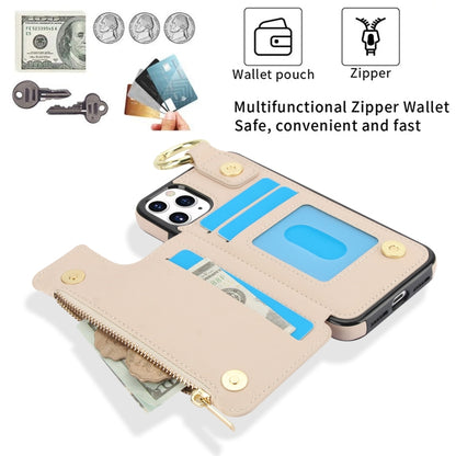 For iPhone 11 Pro RFlD Anti-theft Double Buckle Ring Zipper Card Phone Case(White) - iPhone 11 Pro Cases by buy2fix | Online Shopping UK | buy2fix