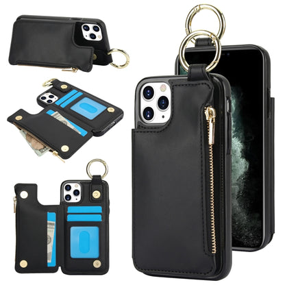 For iPhone 11 Pro RFlD Anti-theft Double Buckle Ring Zipper Card Phone Case(Black) - iPhone 11 Pro Cases by buy2fix | Online Shopping UK | buy2fix