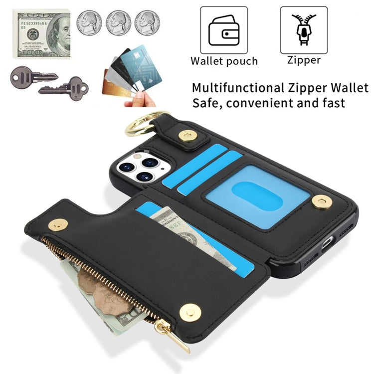 For iPhone 11 Pro RFlD Anti-theft Double Buckle Ring Zipper Card Phone Case(Black) - iPhone 11 Pro Cases by buy2fix | Online Shopping UK | buy2fix