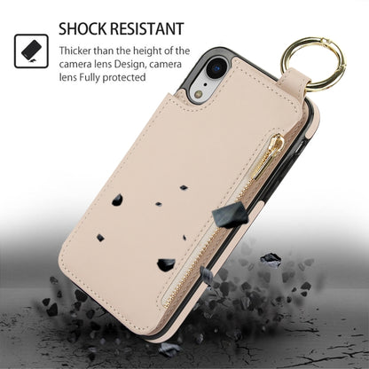 For iPhone XS / X RFlD Anti-theft Double Buckle Ring Zipper Card Phone Case(White) - More iPhone Cases by buy2fix | Online Shopping UK | buy2fix