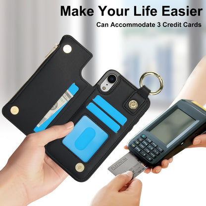 For iPhone XS / X RFlD Anti-theft Double Buckle Ring Zipper Card Phone Case(Black) - More iPhone Cases by buy2fix | Online Shopping UK | buy2fix