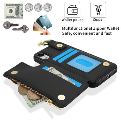 For iPhone XS / X RFlD Anti-theft Double Buckle Ring Zipper Card Phone Case(Black) - More iPhone Cases by buy2fix | Online Shopping UK | buy2fix