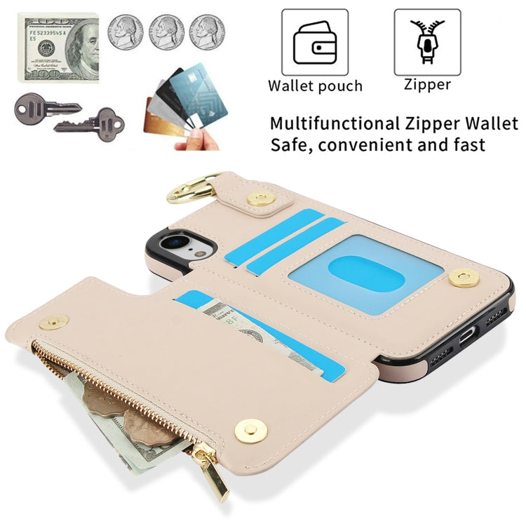 For iPhone XR RFlD Anti-theft Double Buckle Ring Zipper Card Phone Case(White) - More iPhone Cases by buy2fix | Online Shopping UK | buy2fix