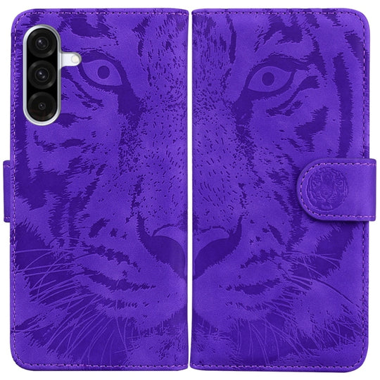 For Samsung Galaxy A56 5G Tiger Embossing Pattern Flip Leather Phone Case(Purple)