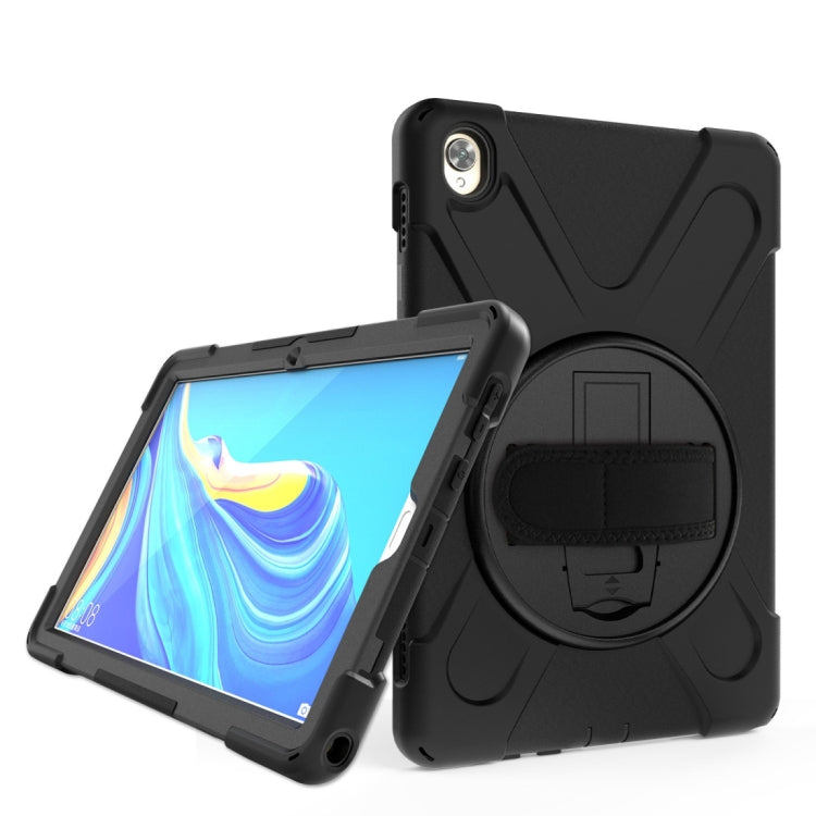 For Huawei MediaPad M6 10.8 Shockproof Colorful Silicone + PC Protective Case with Holder & Hand Grip Strap(Black) - Huawei by buy2fix | Online Shopping UK | buy2fix