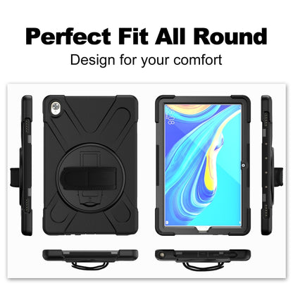 For Huawei MediaPad M6 10.8 Shockproof Colorful Silicone + PC Protective Case with Holder & Hand Grip Strap(Black) - Huawei by buy2fix | Online Shopping UK | buy2fix