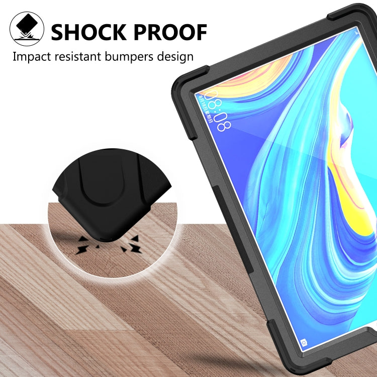 For Huawei MediaPad M6 10.8 Shockproof Colorful Silicone + PC Protective Case with Holder & Hand Grip Strap(Black) - Huawei by buy2fix | Online Shopping UK | buy2fix
