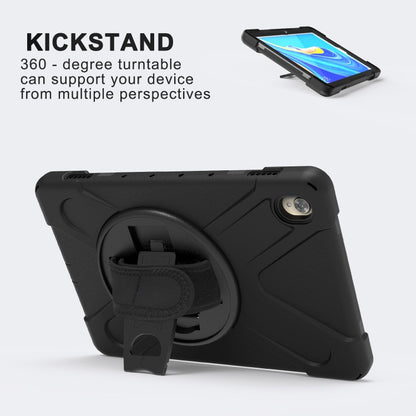 For Huawei MediaPad M6 10.8 Shockproof Colorful Silicone + PC Protective Case with Holder & Hand Grip Strap(Black) - Huawei by buy2fix | Online Shopping UK | buy2fix