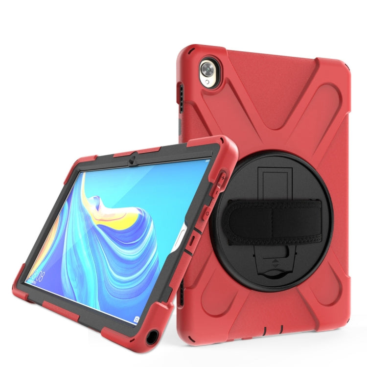 For Huawei MediaPad M6 10.8 Shockproof Colorful Silicone + PC Protective Case with Holder & Hand Grip Strap(Red) - Huawei by buy2fix | Online Shopping UK | buy2fix