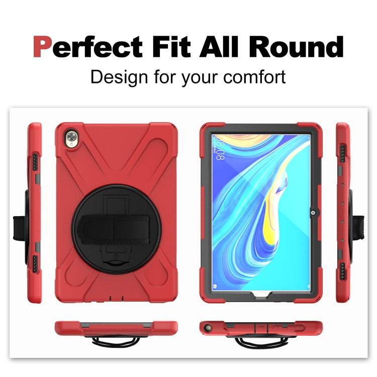 For Huawei MediaPad M6 10.8 Shockproof Colorful Silicone + PC Protective Case with Holder & Hand Grip Strap(Red) - Huawei by buy2fix | Online Shopping UK | buy2fix