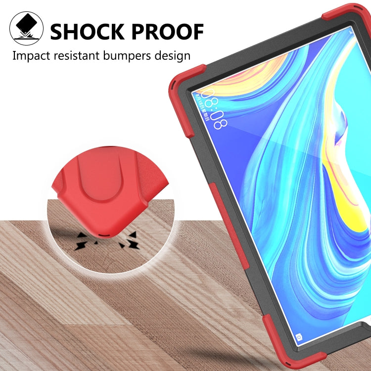 For Huawei MediaPad M6 10.8 Shockproof Colorful Silicone + PC Protective Case with Holder & Hand Grip Strap(Red) - Huawei by buy2fix | Online Shopping UK | buy2fix