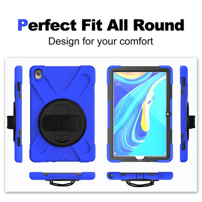 For Huawei MediaPad M6 10.8 Shockproof Colorful Silicone + PC Protective Case with Holder & Hand Grip Strap(Blue) - Huawei by buy2fix | Online Shopping UK | buy2fix