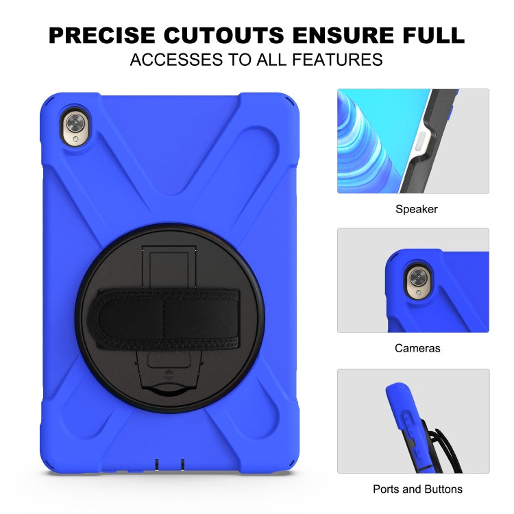 For Huawei MediaPad M6 10.8 Shockproof Colorful Silicone + PC Protective Case with Holder & Hand Grip Strap(Blue) - Huawei by buy2fix | Online Shopping UK | buy2fix