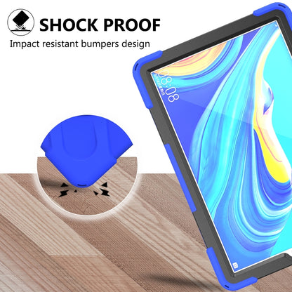 For Huawei MediaPad M6 10.8 Shockproof Colorful Silicone + PC Protective Case with Holder & Hand Grip Strap(Blue) - Huawei by buy2fix | Online Shopping UK | buy2fix