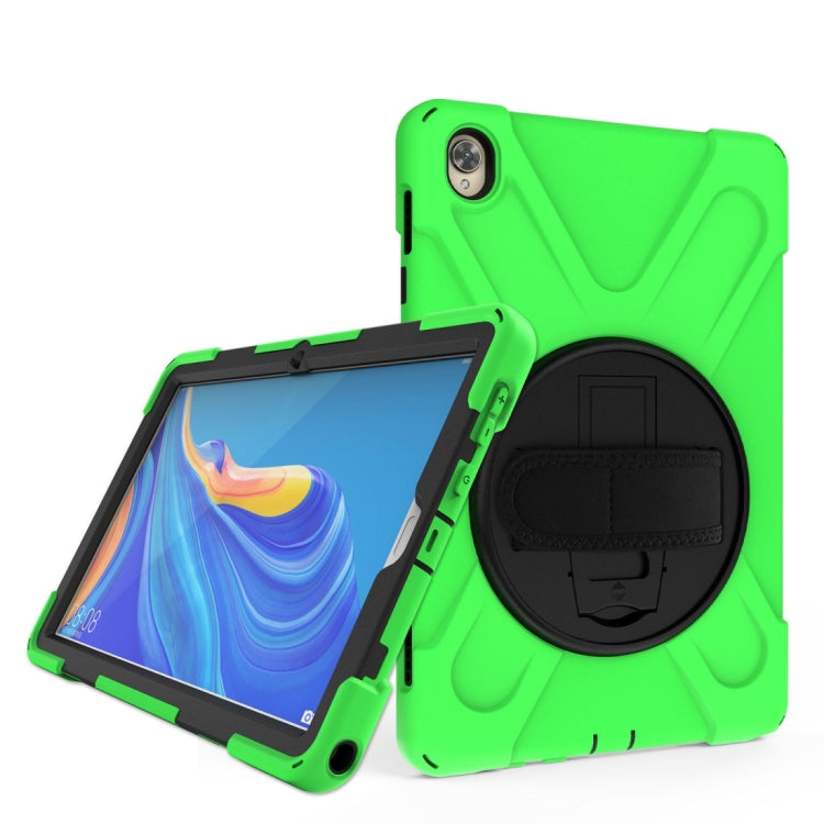 For Huawei MediaPad M6 10.8 Shockproof Colorful Silicone + PC Protective Case with Holder & Hand Grip Strap(Green) - Huawei by buy2fix | Online Shopping UK | buy2fix