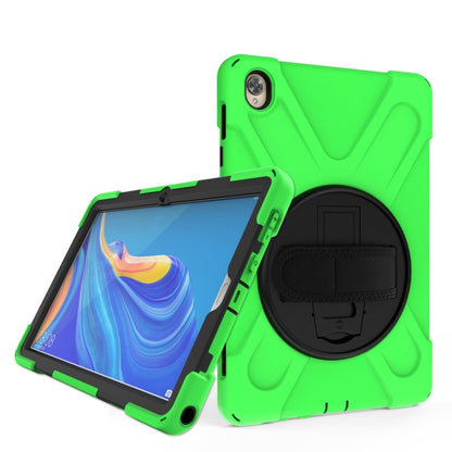For Huawei MediaPad M6 10.8 Shockproof Colorful Silicone + PC Protective Case with Holder & Hand Grip Strap(Green) - Huawei by buy2fix | Online Shopping UK | buy2fix