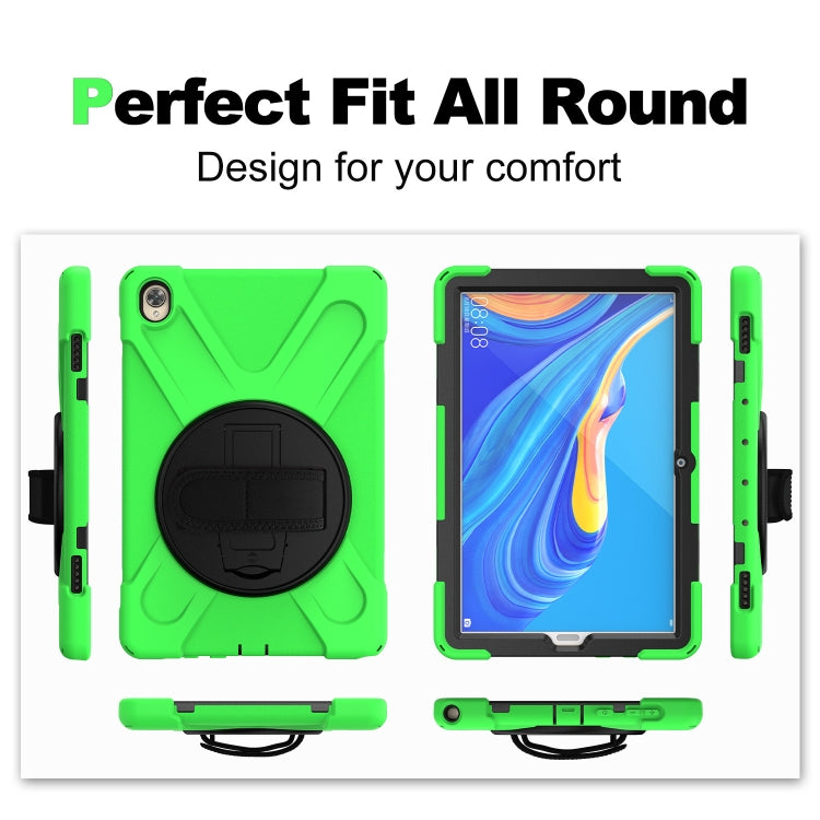 For Huawei MediaPad M6 10.8 Shockproof Colorful Silicone + PC Protective Case with Holder & Hand Grip Strap(Green) - Huawei by buy2fix | Online Shopping UK | buy2fix