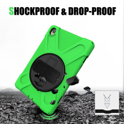For Huawei MediaPad M6 10.8 Shockproof Colorful Silicone + PC Protective Case with Holder & Hand Grip Strap(Green) - Huawei by buy2fix | Online Shopping UK | buy2fix
