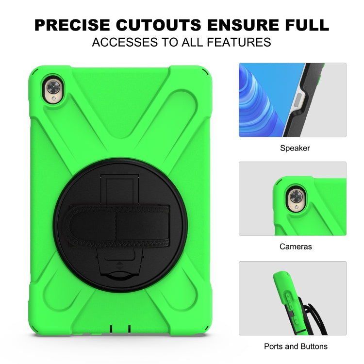For Huawei MediaPad M6 10.8 Shockproof Colorful Silicone + PC Protective Case with Holder & Hand Grip Strap(Green) - Huawei by buy2fix | Online Shopping UK | buy2fix