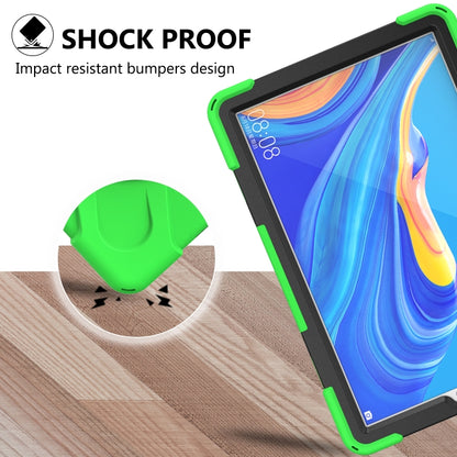 For Huawei MediaPad M6 10.8 Shockproof Colorful Silicone + PC Protective Case with Holder & Hand Grip Strap(Green) - Huawei by buy2fix | Online Shopping UK | buy2fix